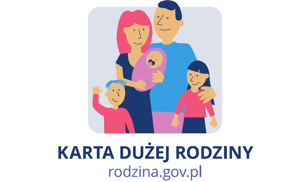 Logo Karty Dużej Rodziny - rodzice z trójką dzieci
