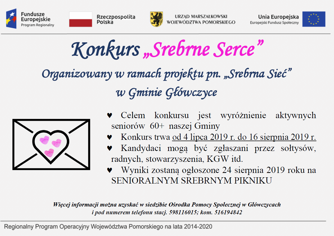 Plakat promujący konkurs "Srebrne Serce" organizowany w ramach projektu Srebrna Sieć. Więcej informacji w utworzonym artykule.
