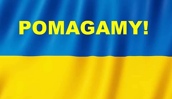 flaga Ukrainy z napisem: pomagamy